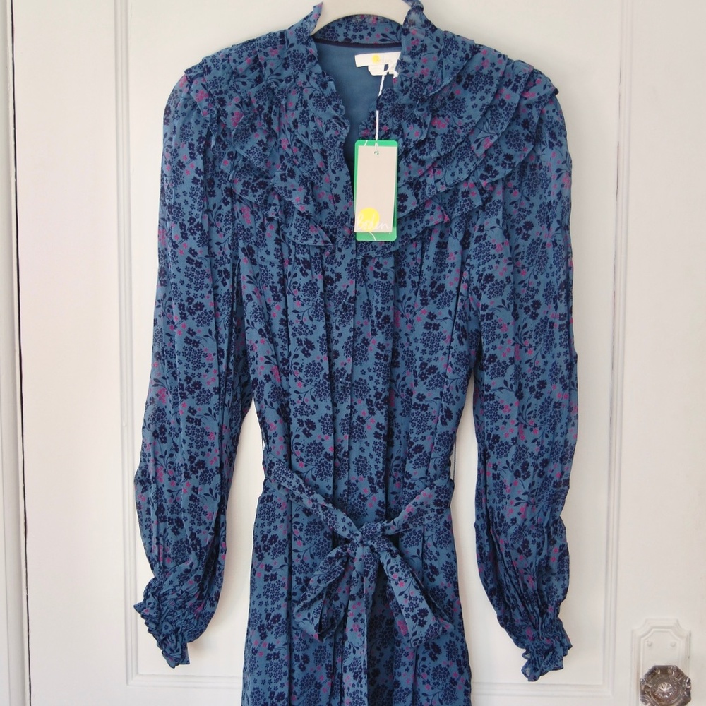 Boden Ruffle Yoke Midi Shirt Dress